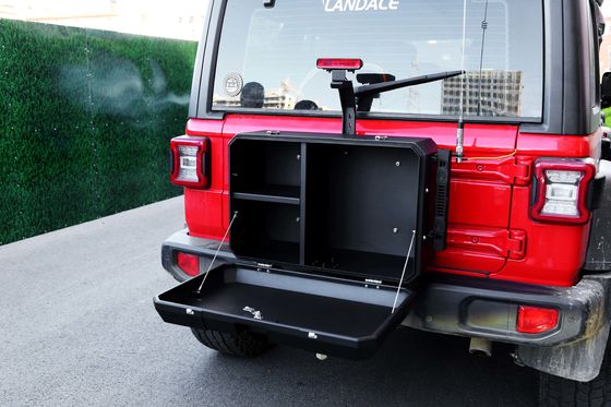รับรอง OEM / ODM 700X450X317mm อลูมิเนียม Tail Gate กล่องเก็บของสําหรับ Jeep Wrangler JL JK