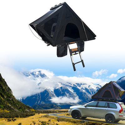 มหาวิทยาลัยสามเหลี่ยม Clamshell หนังแข็ง รถหลังคา เต็นท์ด้านบนสําหรับแคมป์กลางแจ้ง สีเทาเข้ม