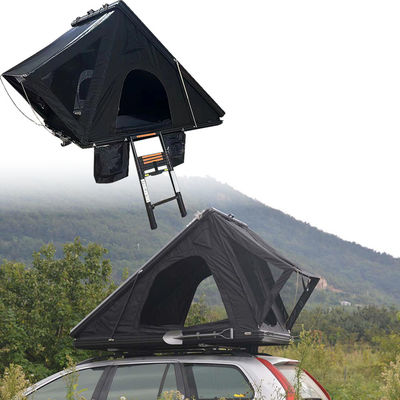 มหาวิทยาลัยสามเหลี่ยม Clamshell หนังแข็ง รถหลังคา เต็นท์ด้านบนสําหรับแคมป์กลางแจ้ง สีเทาเข้ม