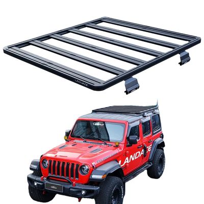 เสื้อผงสีดํา ปิดถนน 4X4 อุปกรณ์เสริม แอลูมิเนียม รากหลังคาสําหรับ Jeep Wrangler JL