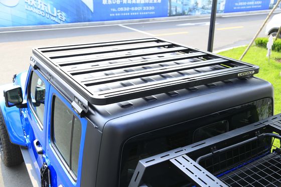 ปิดถนน Gladiator JT อัลลูมิเนียมสกัดรถหลังคา แร็ค Cross Bar Platform 4X4 สําหรับรถยนต์จีป 25KG