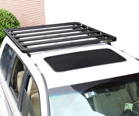 1500*1380*44mm สีดํา อะไหล่รถยนต์ อลูมิเนียม รากหลังคา พลาตฟอร์ม รากหลังคารถยนต์ สําหรับ Toyota LC200 สั้น