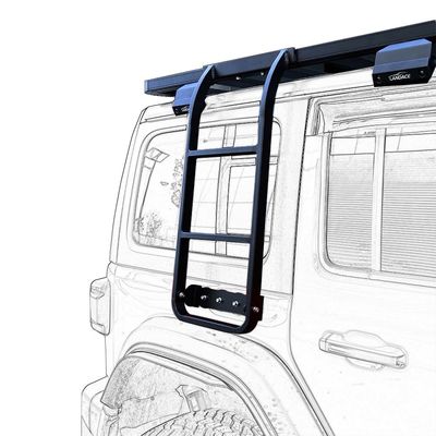 JEEP สากล 4 นักวิ่ง Side ออโต้ อลูมิเนียมเบส รางหลังคาบันไดที่มีผิวเคลือบปูน