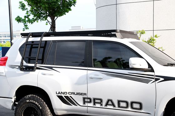 สีดํา ฝุ่นเคลือบถนนรถยนต์ แร็คs หลังคาสําหรับ Toyota Prado LC 150 อลูมิเนียม
