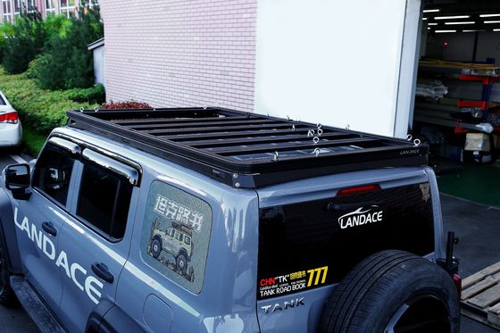 โลโก้ของแลนเดส 4x4 รถยนต์ อุปกรณ์เสริมภายนอก อลูมิเนียม ลมลม หลังคา ราค แทรก พลาตฟอร์ม กระเป๋าสัมภาระ สําหรับถัง 300 ดํา
