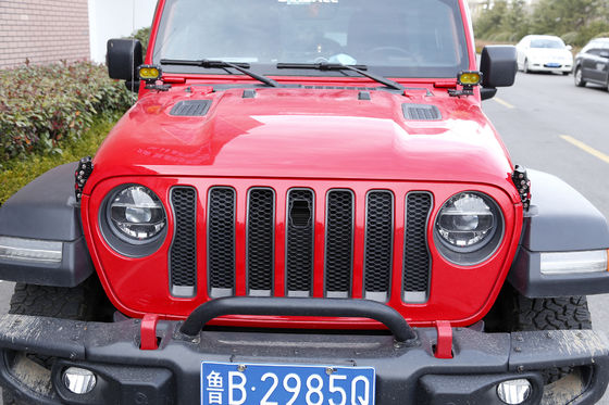 Jeep Wrangler JK JL 2007 Heavy Duty สีดํา อลูมิเนียมฮูดล็อคคิต เซตพร้อมธงสหรัฐอเมริกา