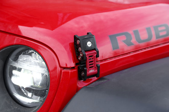 Jeep Wrangler JK JL 2007 Heavy Duty สีดํา อลูมิเนียมฮูดล็อคคิต เซตพร้อมธงสหรัฐอเมริกา