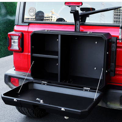 2021- Jeep Wrangler สีดํา อลูมิเนียมสกัดผง ปู๊ดเคลือบประตูด้านหลังข้างนอกกล่องเก็บของ