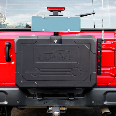 2021- Jeep Wrangler สีดํา อลูมิเนียมสกัดผง ปู๊ดเคลือบประตูด้านหลังข้างนอกกล่องเก็บของ