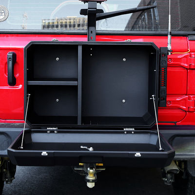 2021- Jeep Wrangler สีดํา อลูมิเนียมสกัดผง ปู๊ดเคลือบประตูด้านหลังข้างนอกกล่องเก็บของ