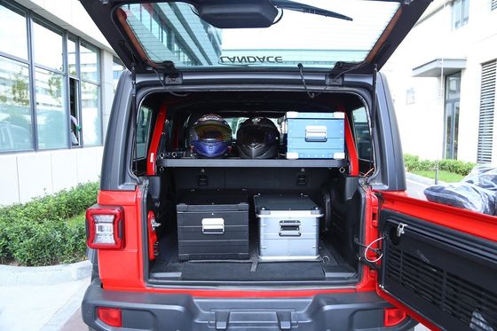พื้นผิวเคลือบผง แข็งแรงและง่ายในการติดตั้ง แร็ค สําหรับ Jeep Wrangler พื้นที่สินค้าด้านหลัง