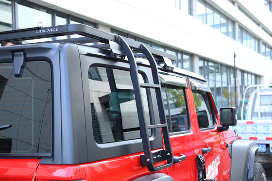 สายบันไดด้านตรง พลาตฟอร์มรากหลังคาสําหรับ Jeep Wrangler JL Custom Black ผง เสื้อโค้ทing